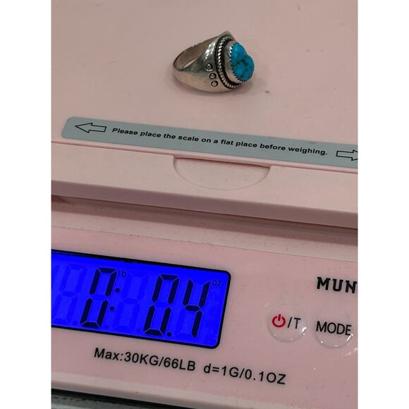 Vintage Navajo Sterling Silver Turquoise Native American Jewelry Ring Size 9.5 - Picture 9 of 9